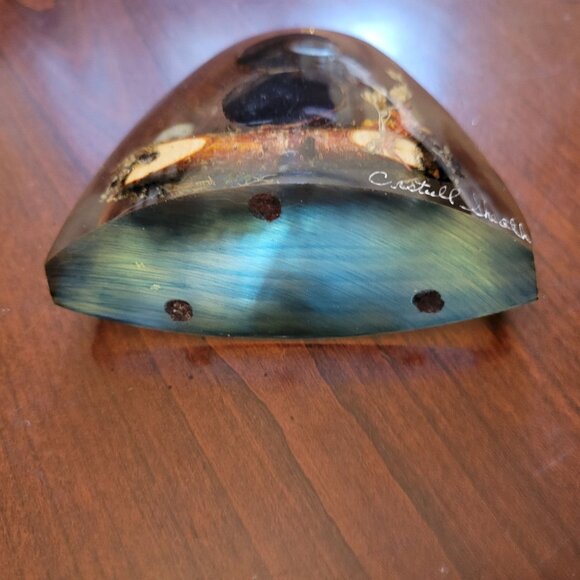 Handcrafted Resin Owl Figurine With Natural Wood & Dried Botanicals Encased In C - Picture 4 of 6